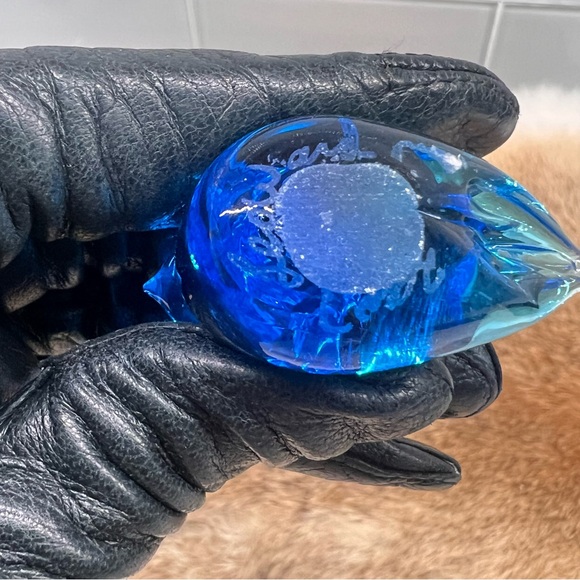 Vintage Bluebird of Happiness Glass Blue Art Bird Signed 2001 Leoward Set of 3 - Picture 7 of 12